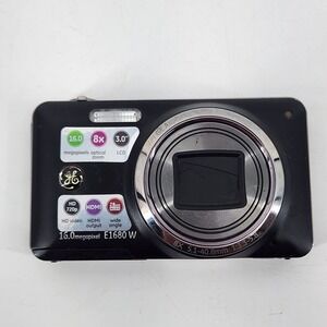 GE E1680W Digital Camera 16MP 8x Optical Zoom 3.0 LCD HD Vid Needs Lens Cleaning